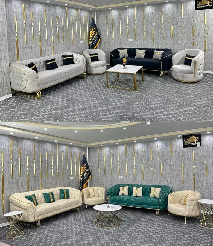 مبل راحتی ۸ نفره مدل لوکس چستر با طراحی مدرن و پارچه مخمل ونانو