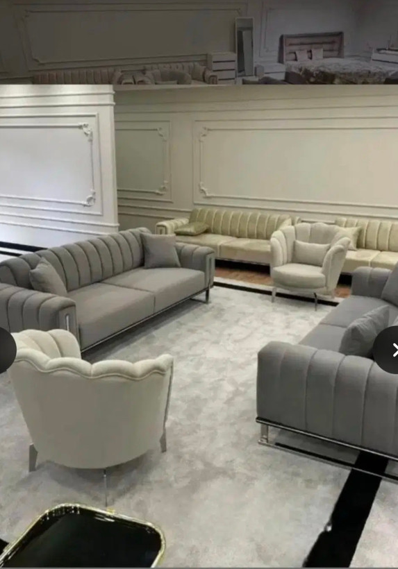 مبل راحتی ۸ نفره مدل لوکس چستر با طراحی مدرن و پارچه مخمل ونانو